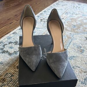 J. Crew Gray Suede D'Orsay Pointed-Toe Heels